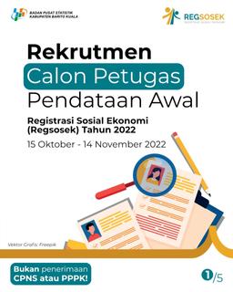 PENGUMUMAN REKRUTMEN CALON PETUGAS PENDATAAN AWAL REGISTRASI SOSIAL EKONOMI (REGSOSEK) 