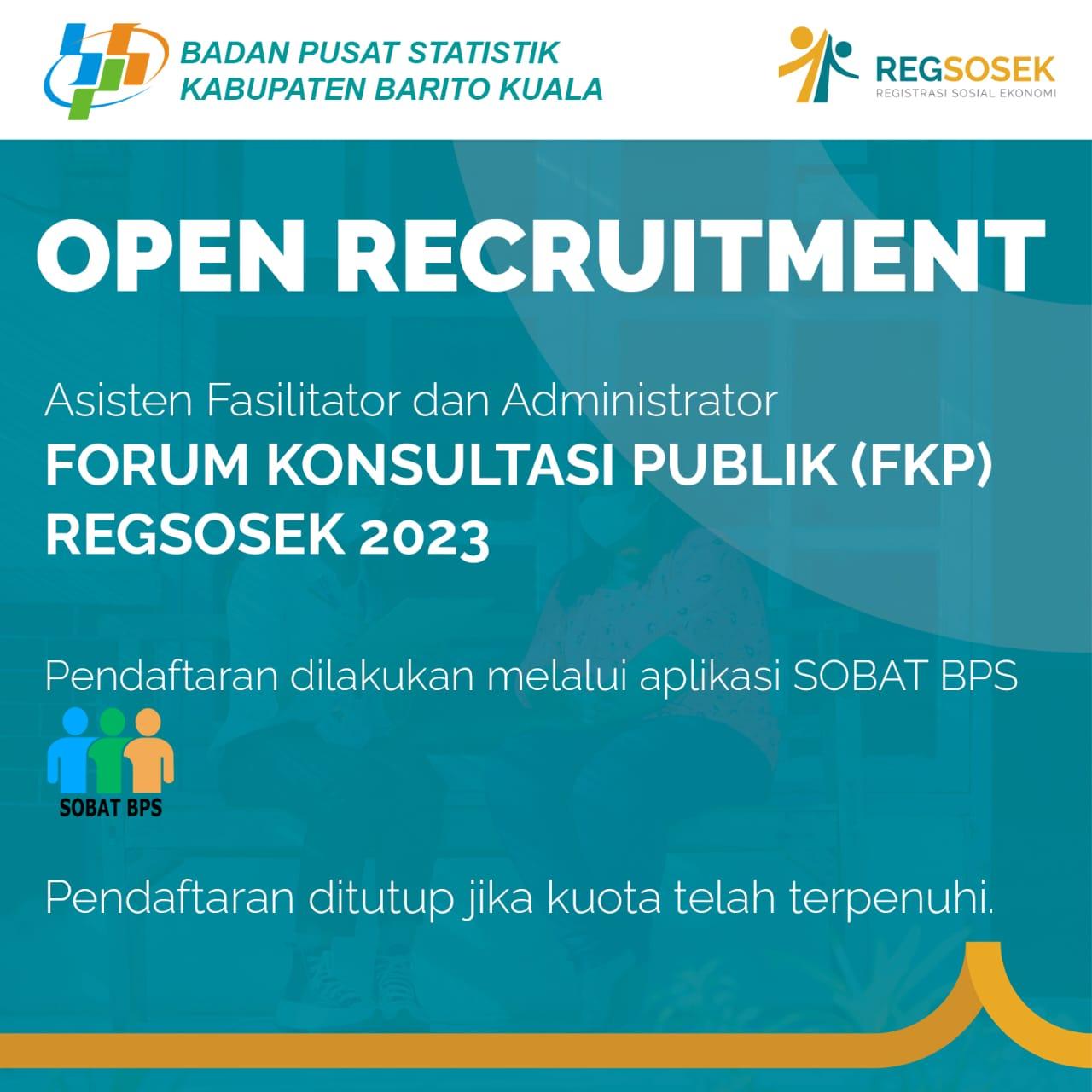 OPEN RECRUITMEN PETUGAS FORUM KONSULTASI PUBLIK (FKP) REGSOSEK